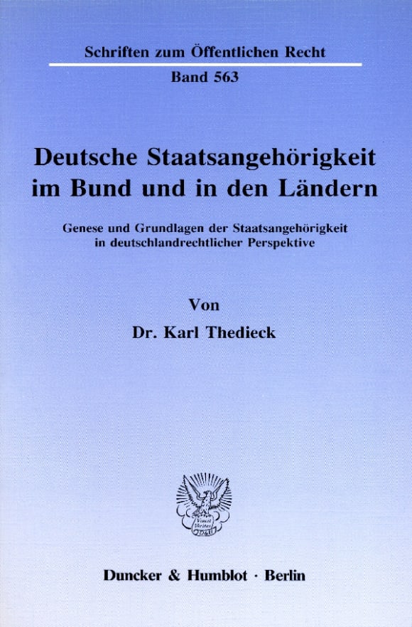 Cover Deutsche Staatsangehörigkeit im Bund und in den Ländern