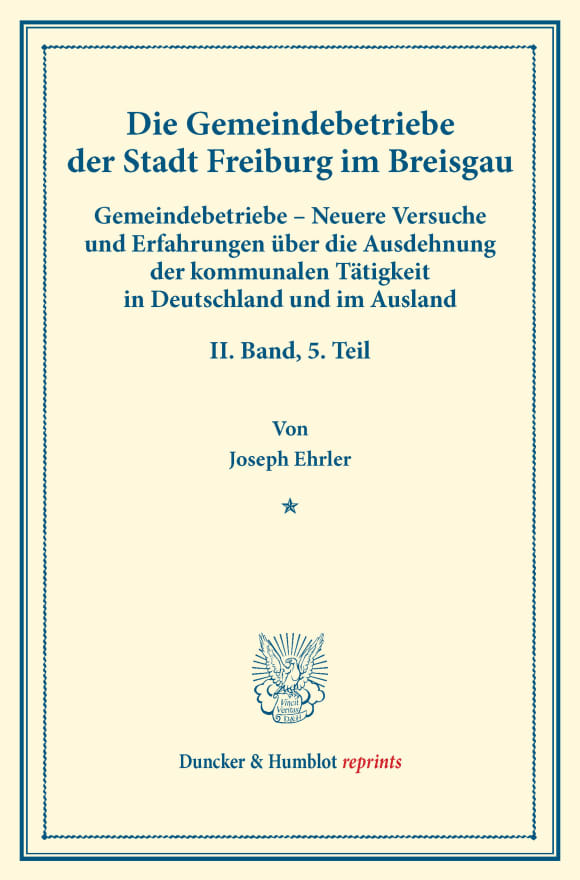 Cover Die Gemeindebetriebe der Stadt Freiburg im Breisgau