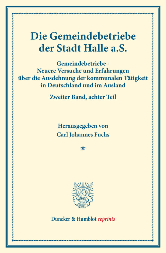 Cover Die Gemeindebetriebe der Stadt Halle a.S