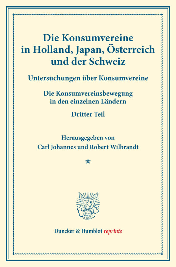 Cover Die Konsumvereine in Holland, Japan, Österreich und der Schweiz