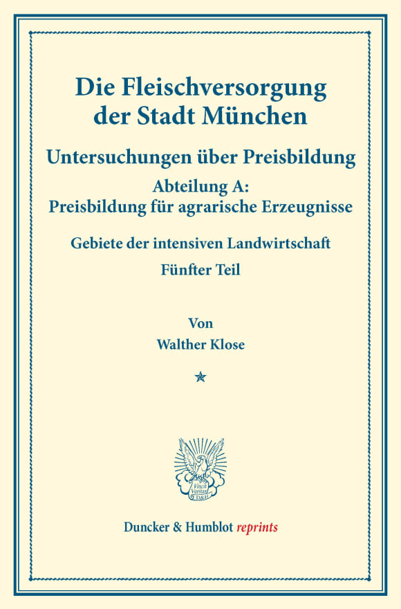 Cover Die Fleischversorgung der Stadt München