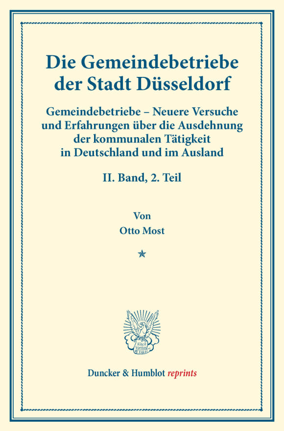 Cover Die Gemeindebetriebe der Stadt Düsseldorf