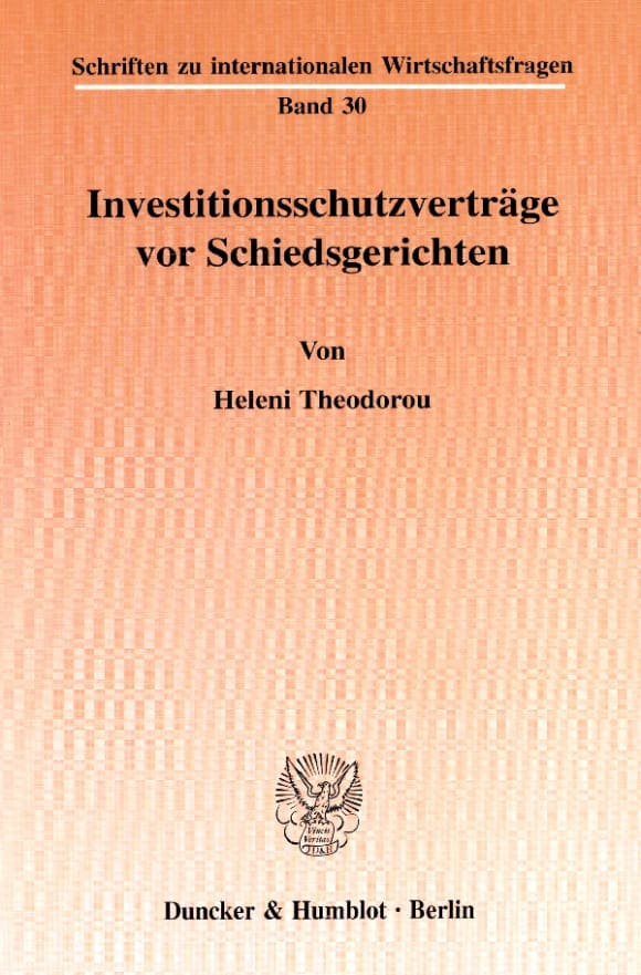 Cover Investitionsschutzverträge vor Schiedsgerichten