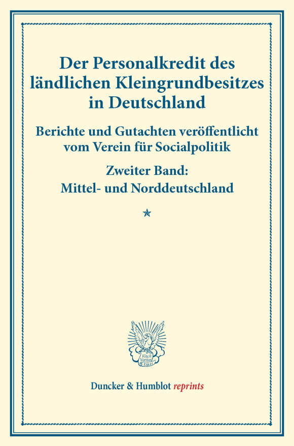 Cover Der Personalkredit des ländlichen Kleingrundbesitzes in Deutschland