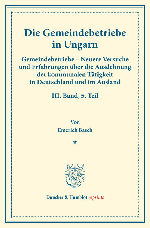 Cover Die Gemeindebetriebe in Ungarn