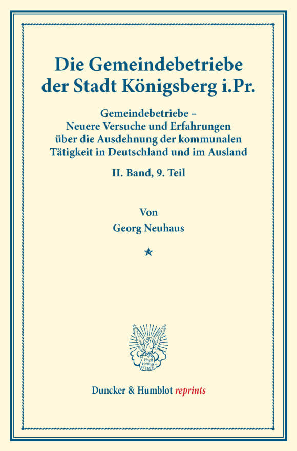 Cover Die Gemeindebetriebe der Stadt Königsberg i.Pr