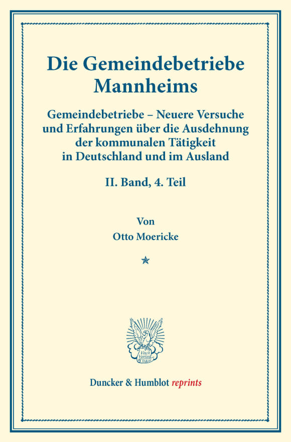 Cover Die Gemeindebetriebe Mannheims