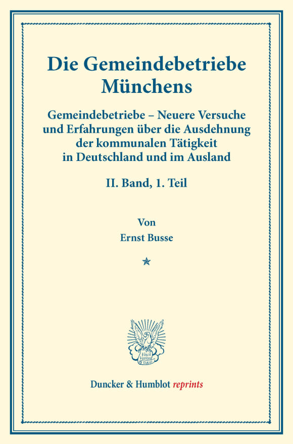 Cover Die Gemeindebetriebe Münchens