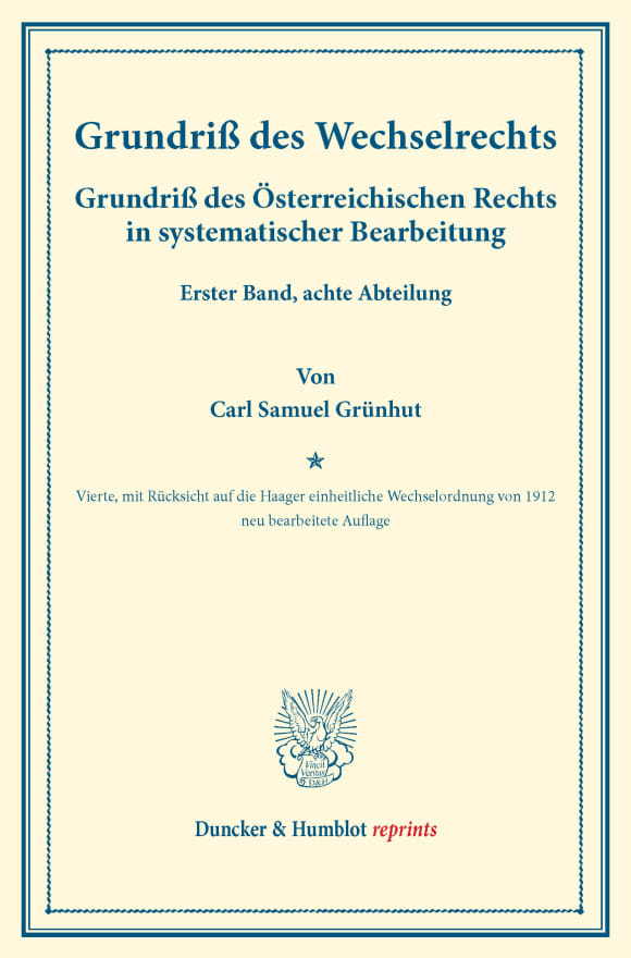 Cover Grundriß des Wechselrechts