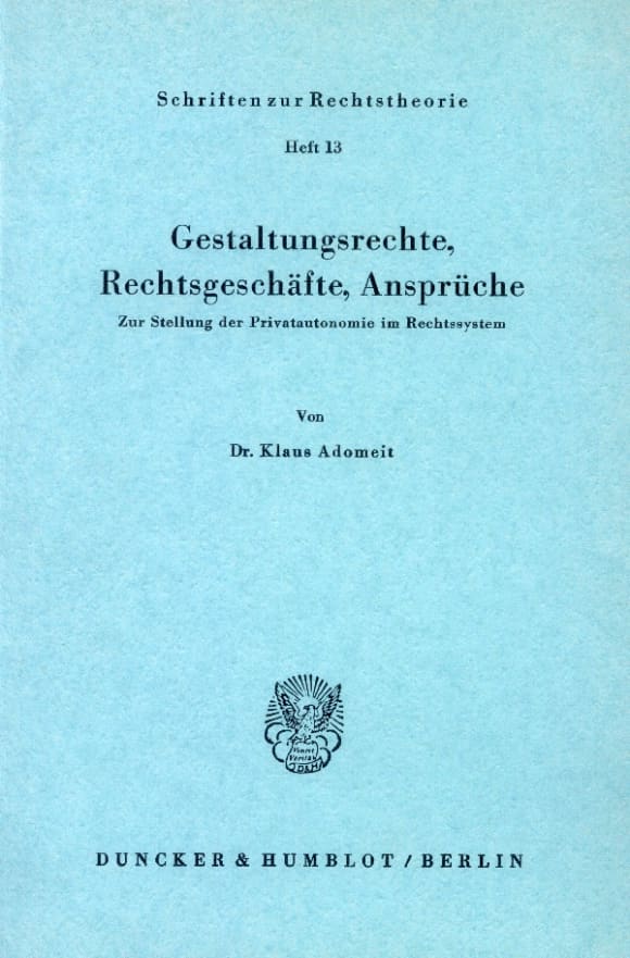 Cover Gestaltungsrechte, Rechtsgeschäfte, Ansprüche