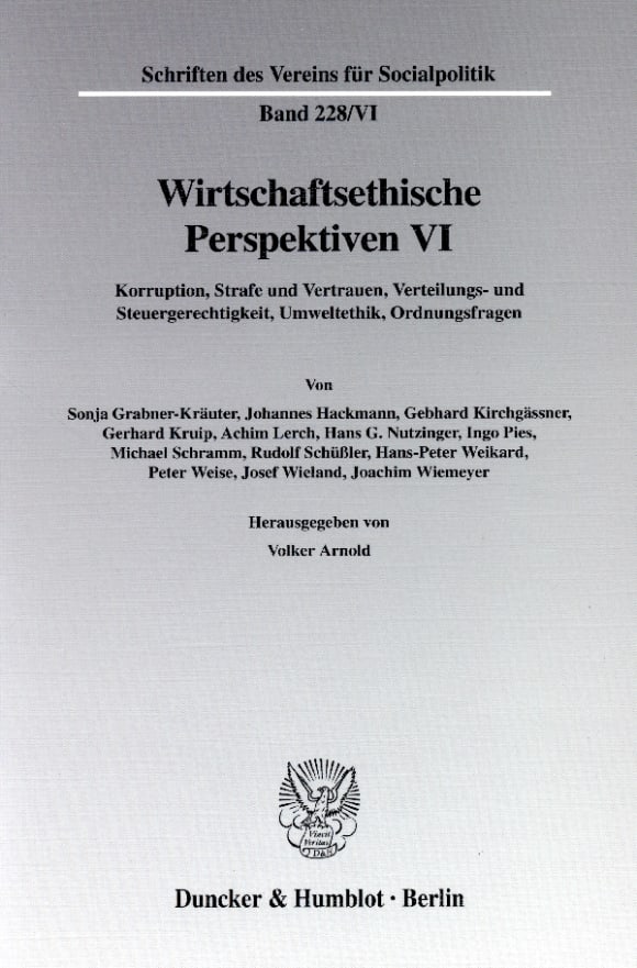 Cover Wirtschaftsethische Perspektiven VI