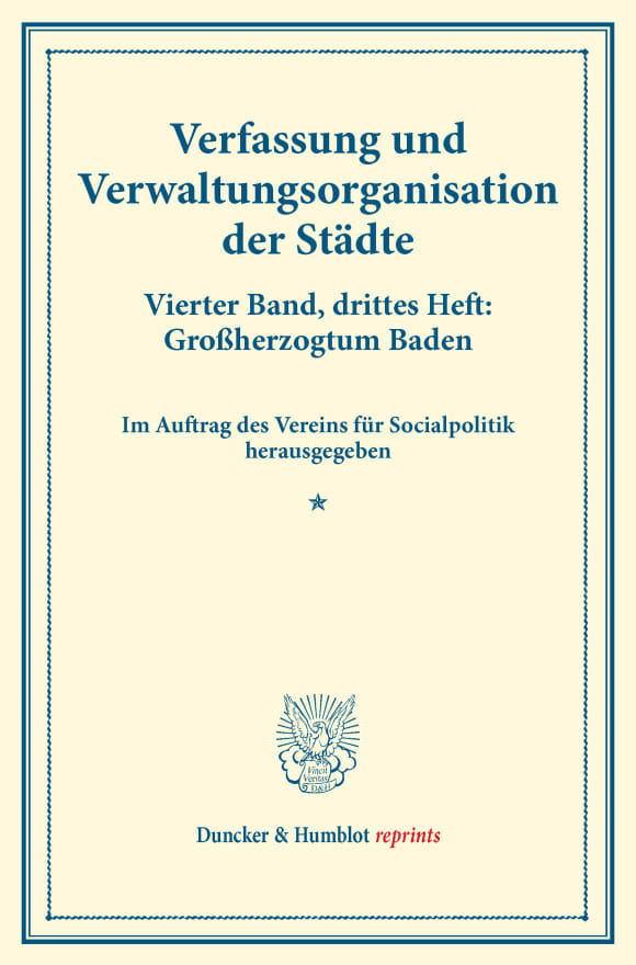 Cover Verfassung und Verwaltungsorganisation der Städte