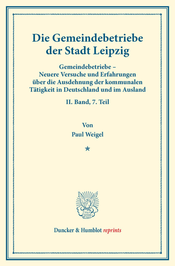 Cover Die Gemeindebetriebe der Stadt Leipzig