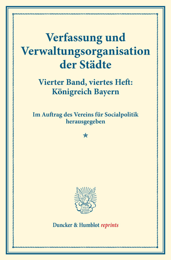 Cover Verfassung und Verwaltungsorganisation der Städte