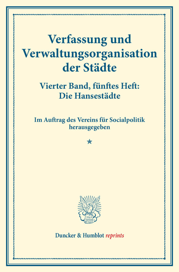 Cover Verfassung und Verwaltungsorganisation der Städte