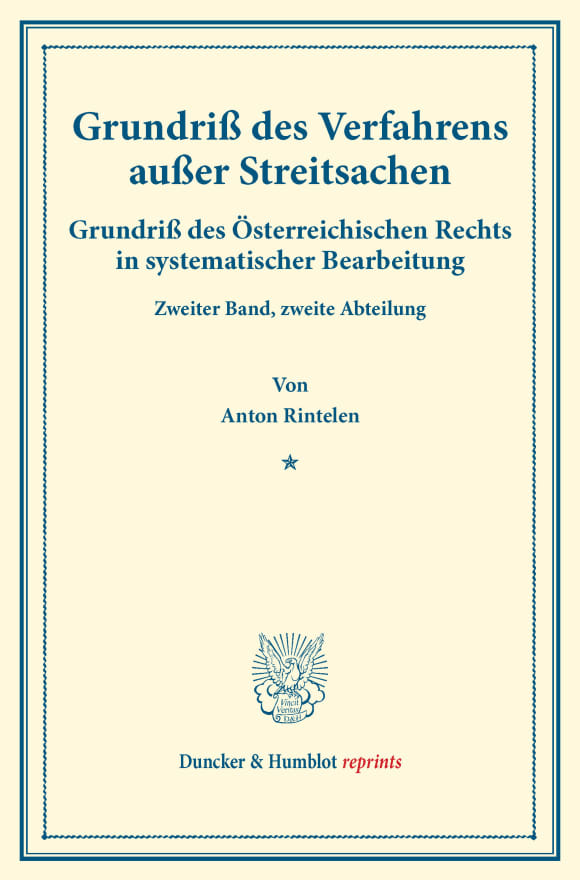 Cover Grundriß des Verfahrens außer Streitsachen