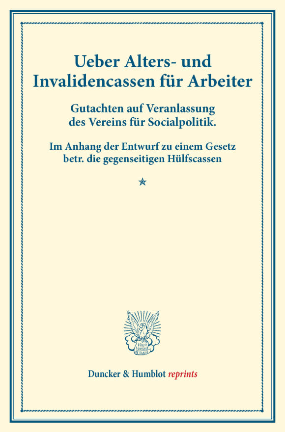 Cover Ueber Alters- und Invalidencassen für Arbeiter