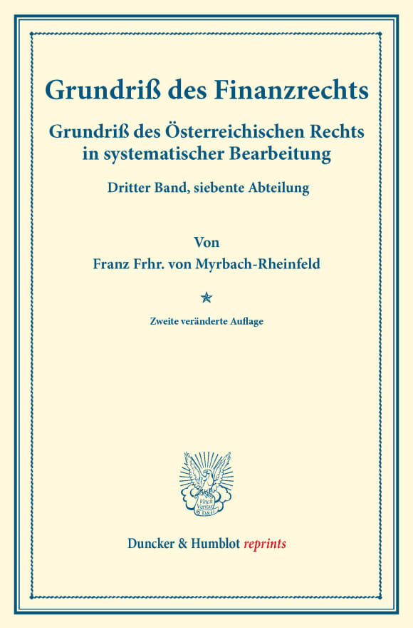 Cover Grundriß des Finanzrechts