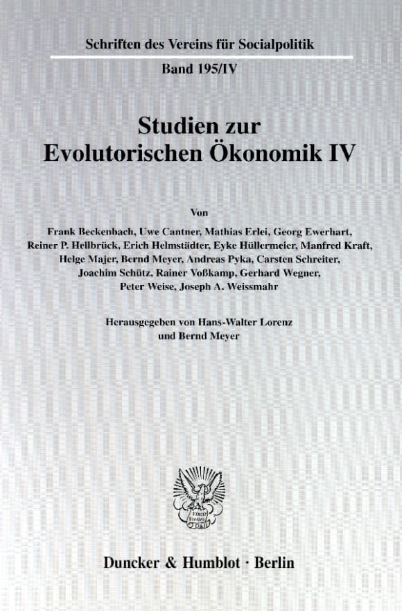 Cover Studien zur Evolutorischen Ökonomik IV