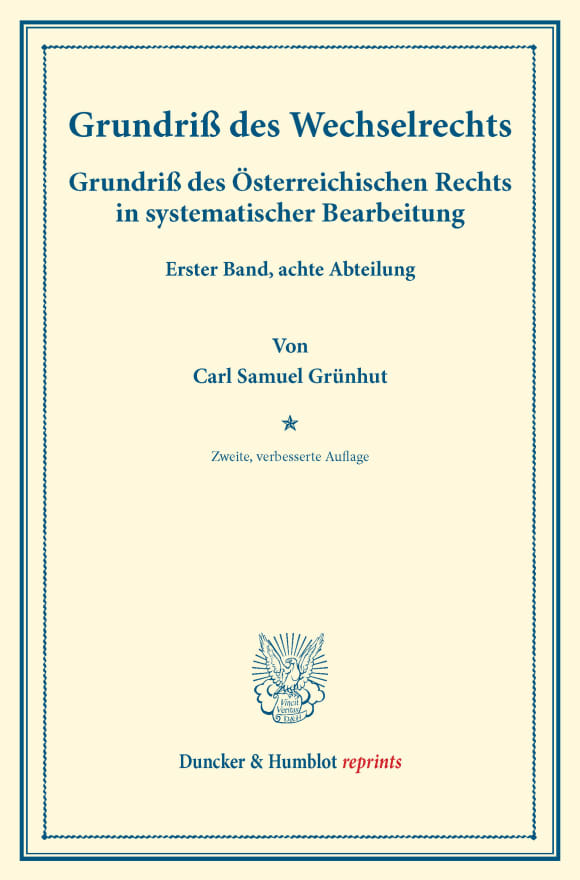 Cover Grundriß des Wechselrechts