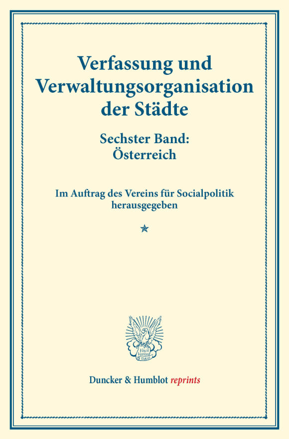 Cover Verfassung und Verwaltungsorganisation der Städte