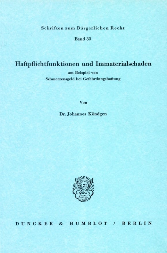 Cover Haftpflichtfunktionen und Immaterialschaden am Beispiel von Schmerzensgeld bei Gefährdungshaftung