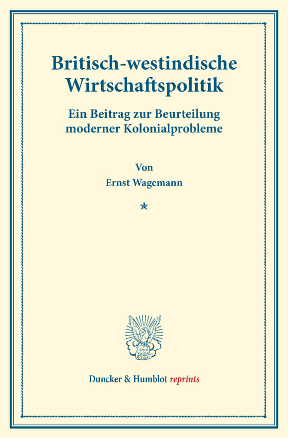 Cover Britisch-westindische Wirtschaftspolitik