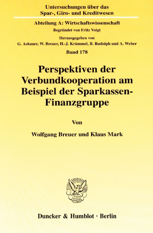 Cover Untersuchungen über das Spar-, Giro- und Kreditwesen. Abteilung A: Wirtschaftswissenschaft (SGK A)