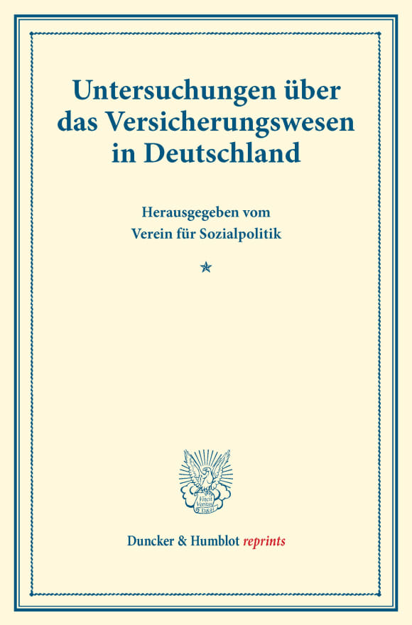 Cover Untersuchungen über das Versicherungswesen in Deutschland