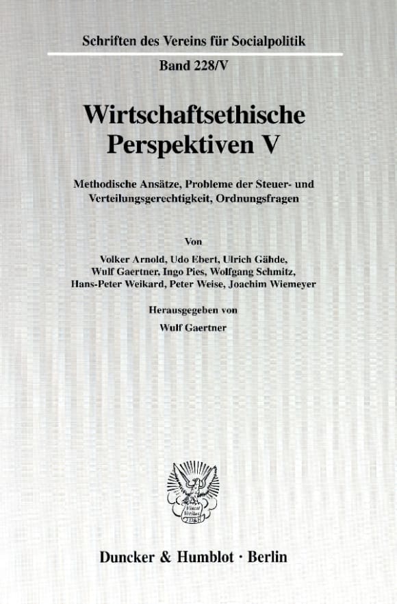 Cover Wirtschaftsethische Perspektiven V