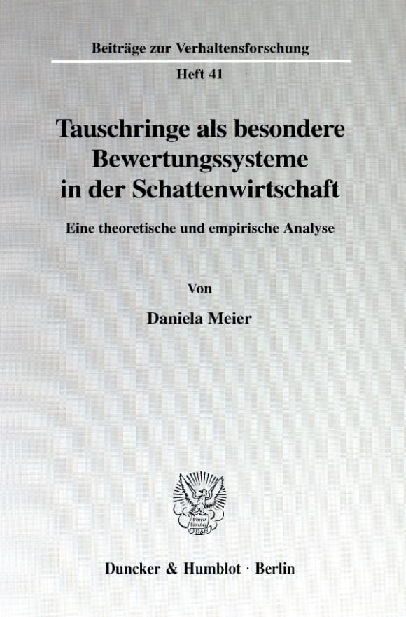 Cover Tauschringe als besondere Bewertungssysteme in der Schattenwirtschaft