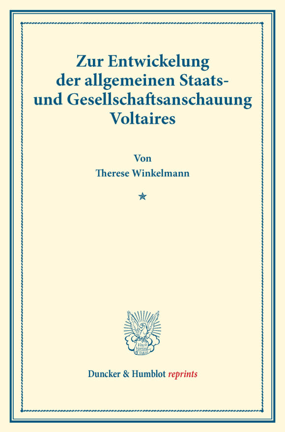 Cover Zur Entwickelung der allgemeinen Staats- und Gesellschaftsanschauung Voltaires