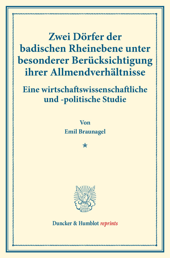 Cover Zwei Dörfer der badischen Rheinebene unter besonderer Berücksichtigung ihrer Allmendverhältnisse