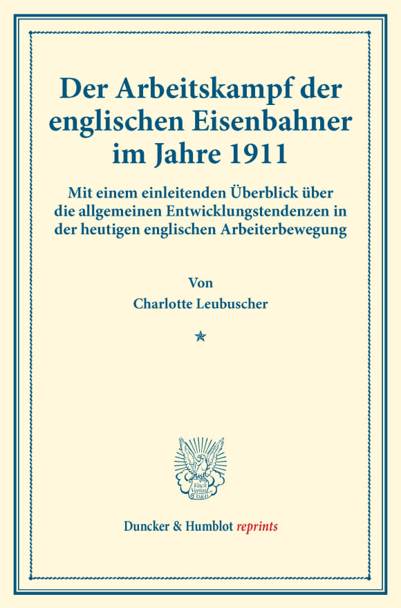 Cover Der Arbeitskampf der englischen Eisenbahner im Jahre 1911