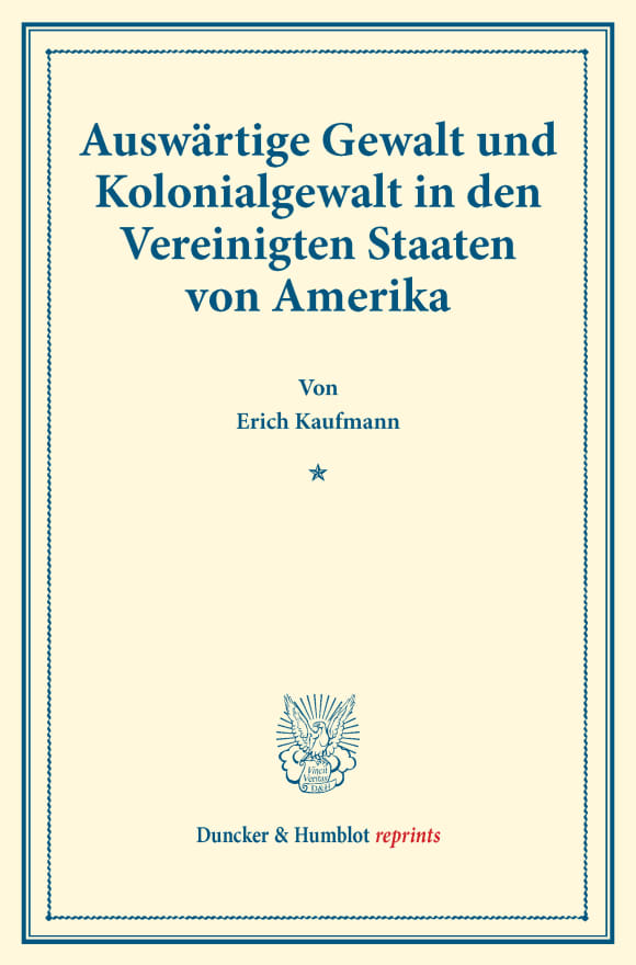 Cover Auswärtige Gewalt und Kolonialgewalt in den Vereinigten Staaten von Amerika