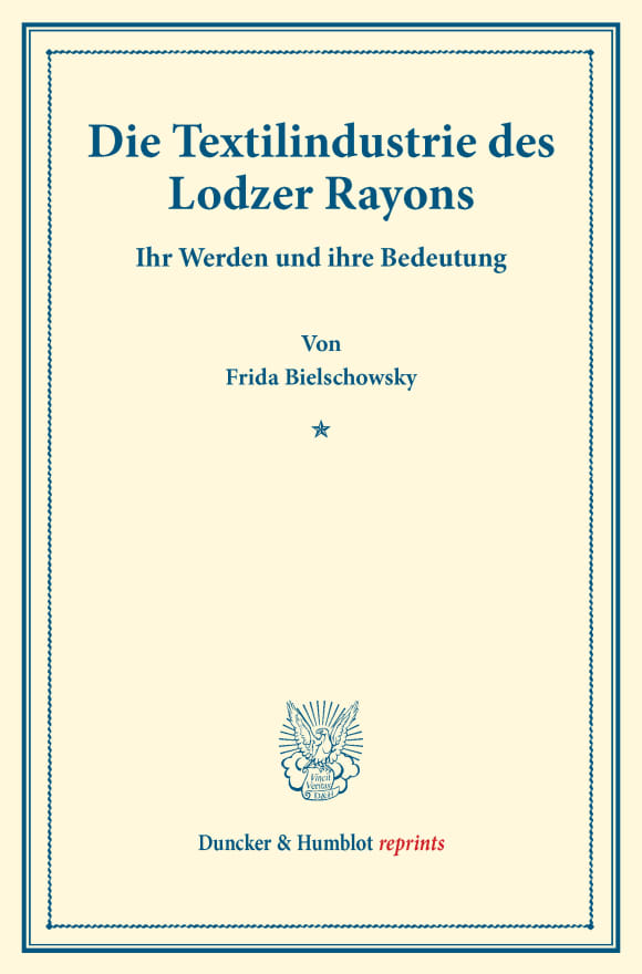 Cover Die Textilindustrie des Lodzer Rayons