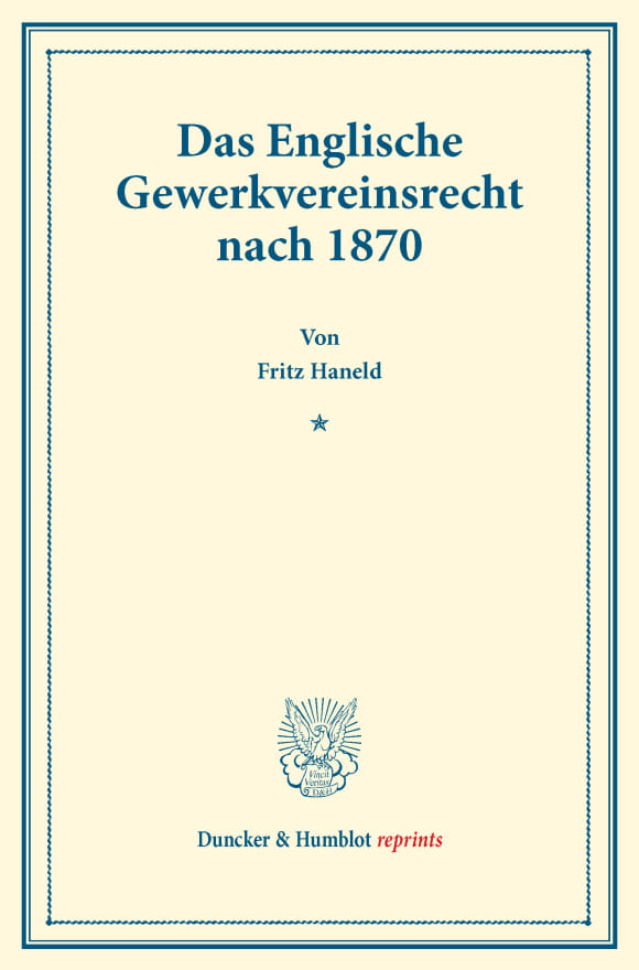 Cover Das Englische Gewerkvereinsrecht nach 1870