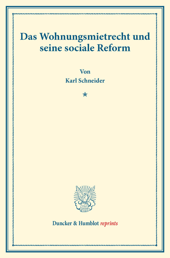 Cover Das Wohnungsmietrecht und seine sociale Reform