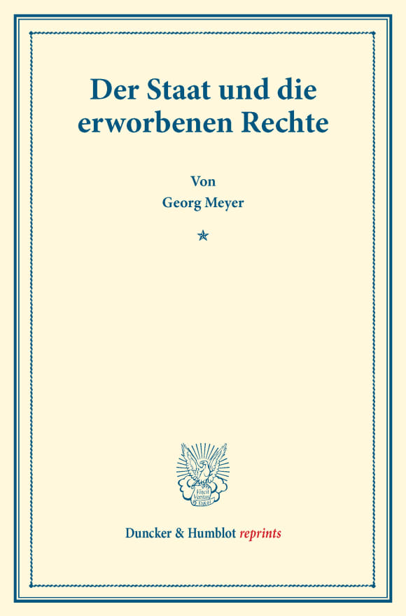 Cover Der Staat und die erworbenen Rechte