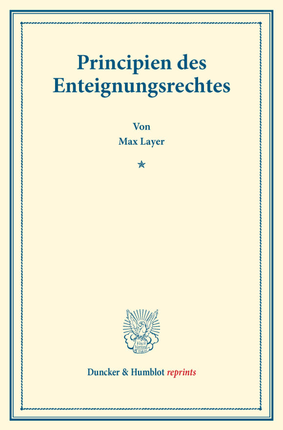 Cover Principien des Enteignungsrechtes