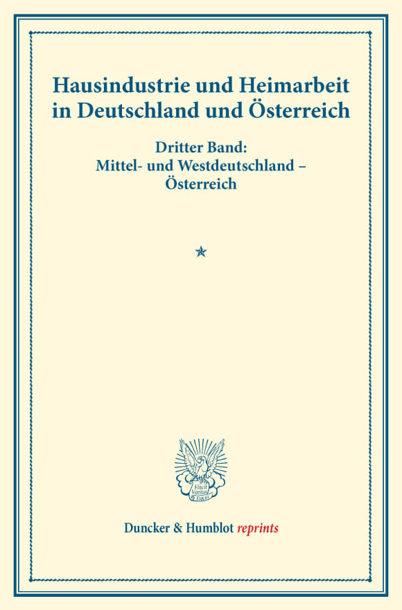 Cover Hausindustrie und Heimarbeit in Deutschland und Österreich