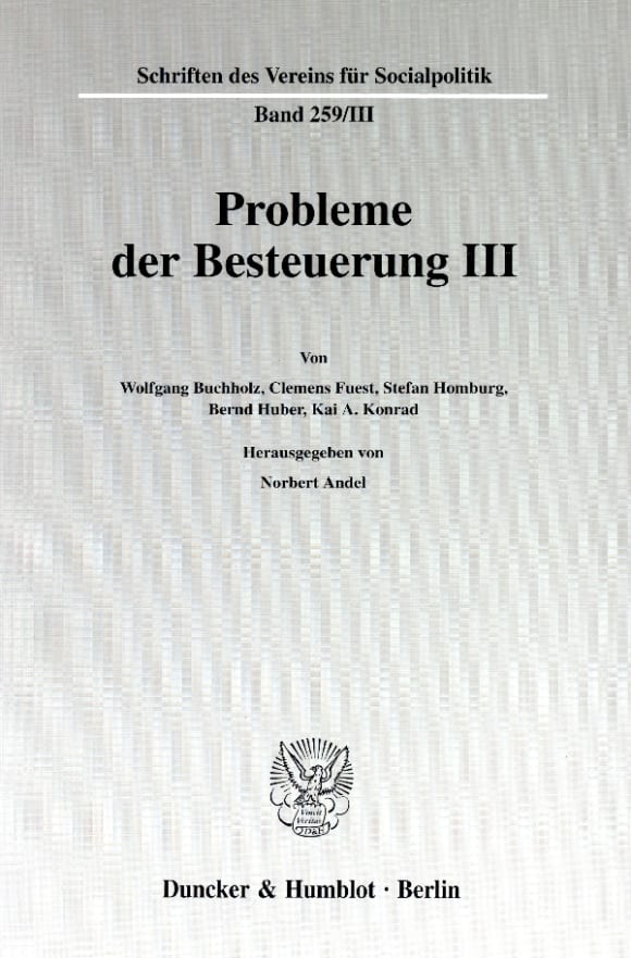 Cover Probleme der Besteuerung III