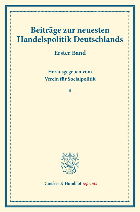 Cover Beiträge zur neuesten Handelspolitik Deutschlands