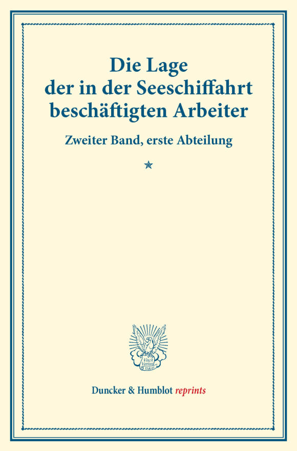 Cover Die Lage der in der Seeschiffahrt beschäftigten Arbeiter