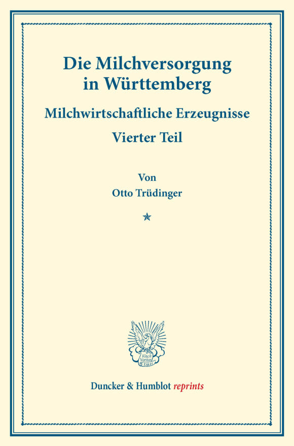 Cover Die Milchversorgung in Württemberg