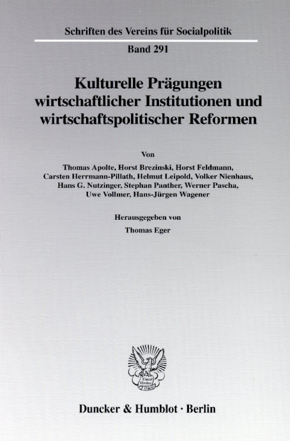 Cover Kulturelle Prägungen wirtschaftlicher Institutionen und wirtschaftspolitischer Reformen