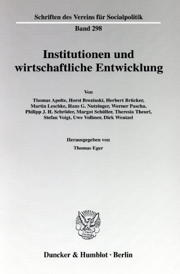 Cover Institutionen und wirtschaftliche Entwicklung