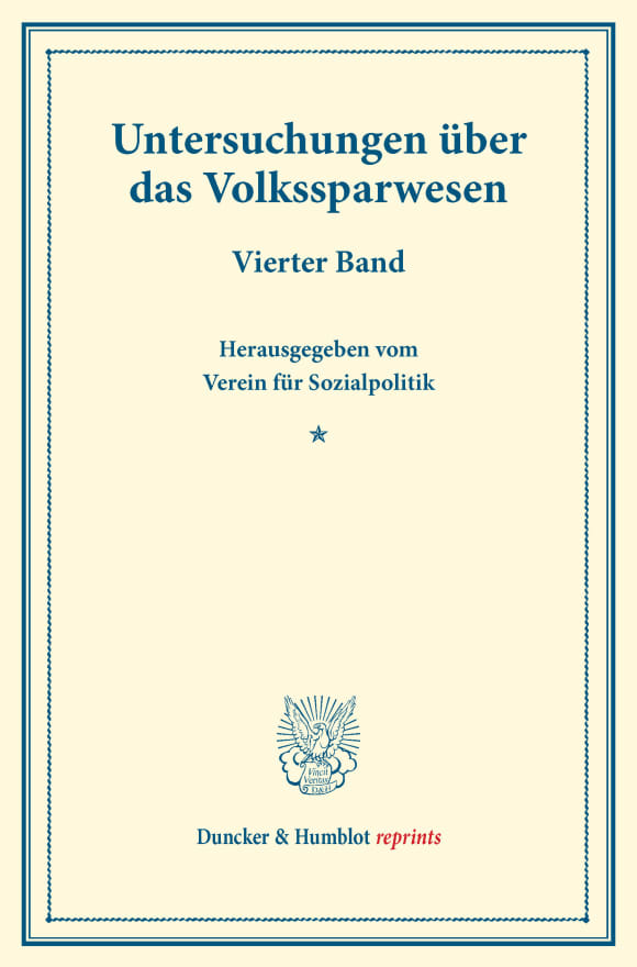 Cover Untersuchungen über das Volkssparwesen