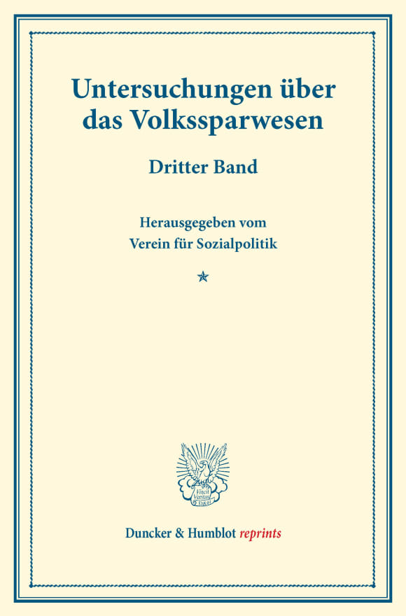 Cover Untersuchungen über das Volkssparwesen