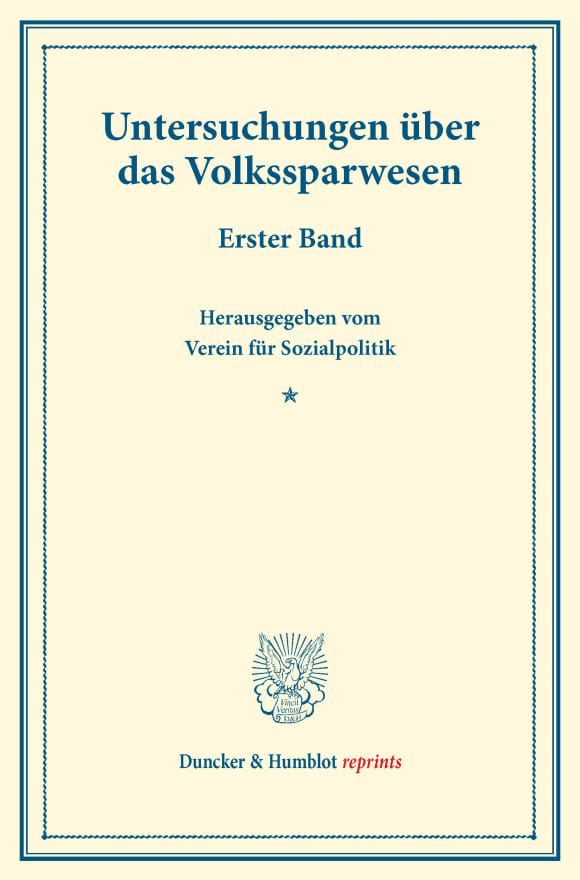 Cover Untersuchungen über das Volkssparwesen